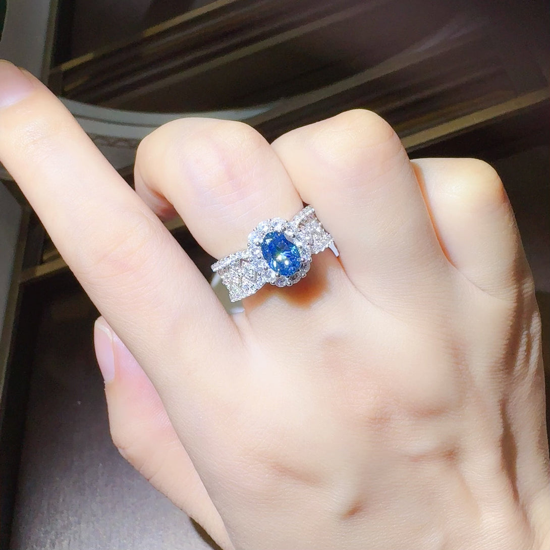 Lovcia Jewellery Elegant 1 Carat Moissanite and Zircon Sterling Silver Ring for Women-Rings-Silver-5-Silver