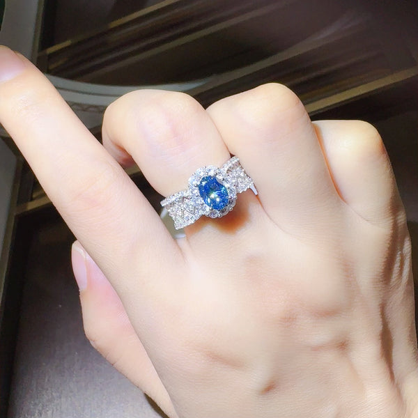 Lovcia Jewellery Elegant 1 Carat Moissanite and Zircon Sterling Silver Ring for Women-Rings-Silver-5-Silver