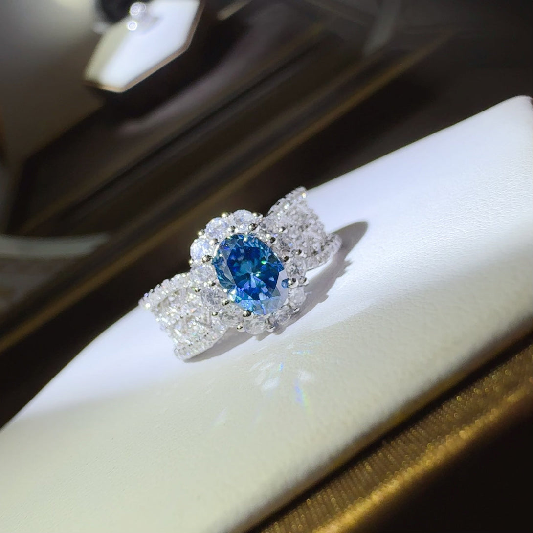 Lovcia Jewellery Elegant 1 Carat Moissanite and Zircon Sterling Silver Ring for Women-Rings-Silver-5-Silver