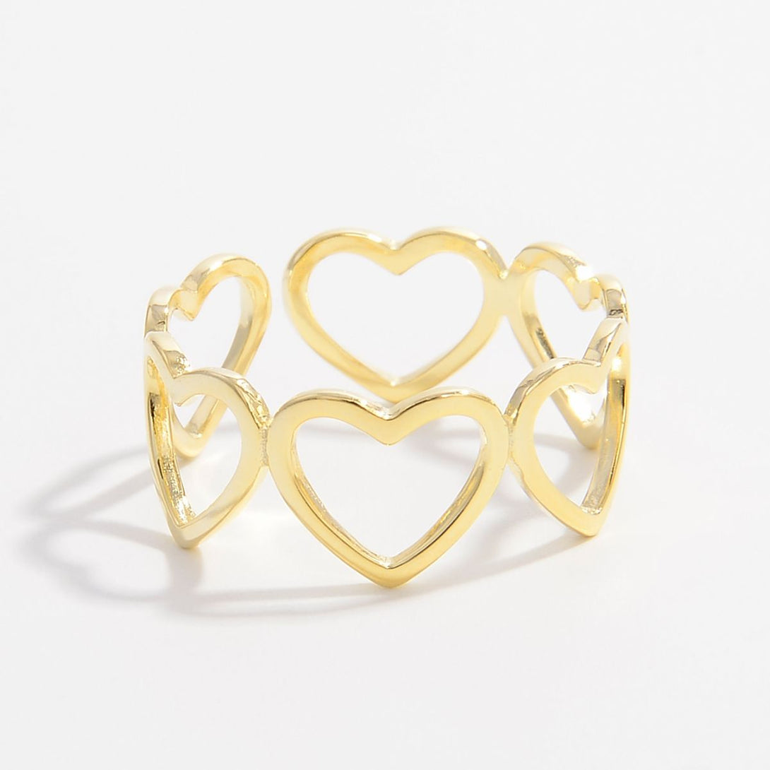 Lovcia Jewellery Elegant 18K Gold-Plated Heart Ring in 925 Sterling Silver for Women-Rings-Gold-6-Gold