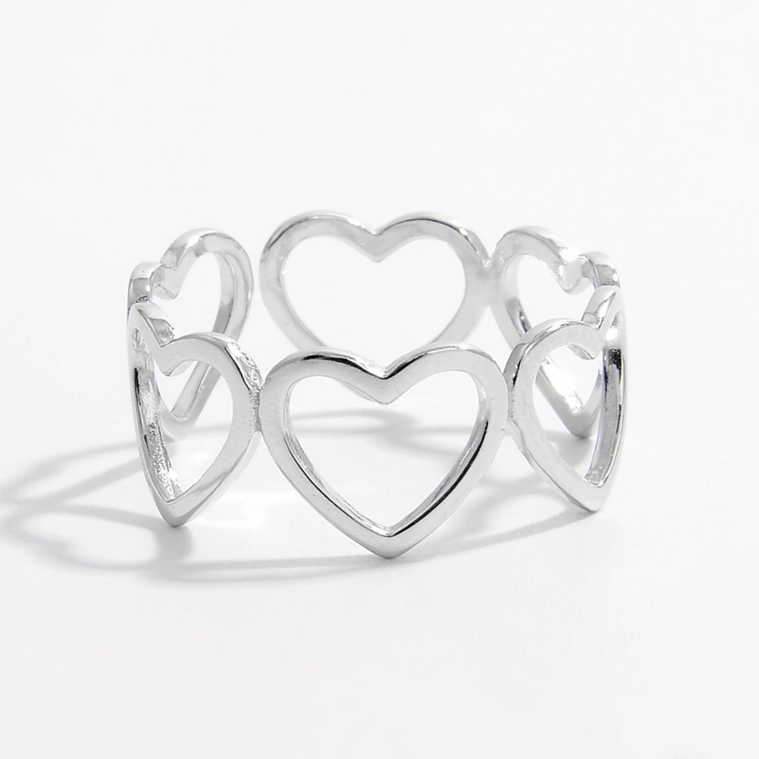 Lovcia Jewellery Elegant 18K Gold-Plated Heart Ring in 925 Sterling Silver for Women-Rings-Silver-6-Silver