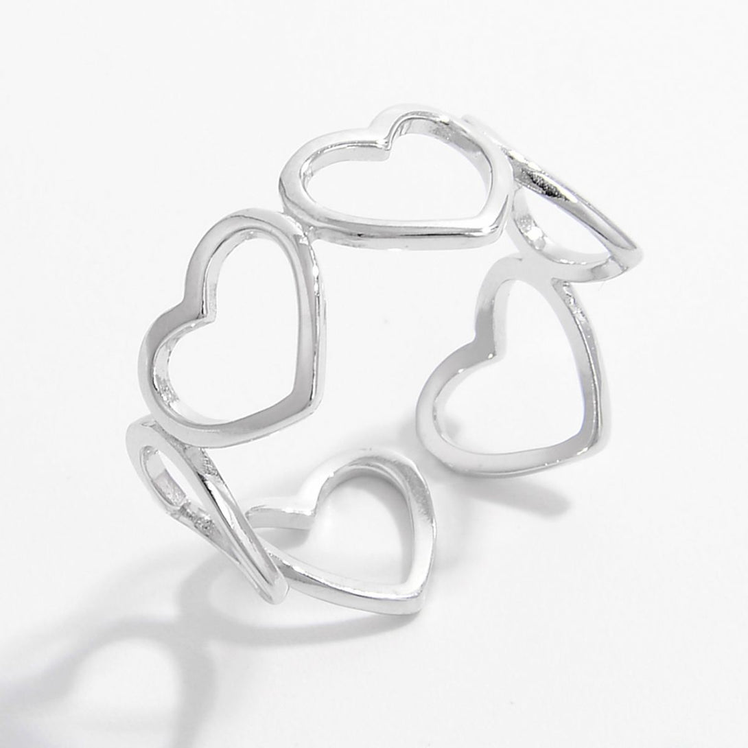 Lovcia Jewellery Elegant 18K Gold-Plated Heart Ring in 925 Sterling Silver for Women-Rings-Silver-6-Silver