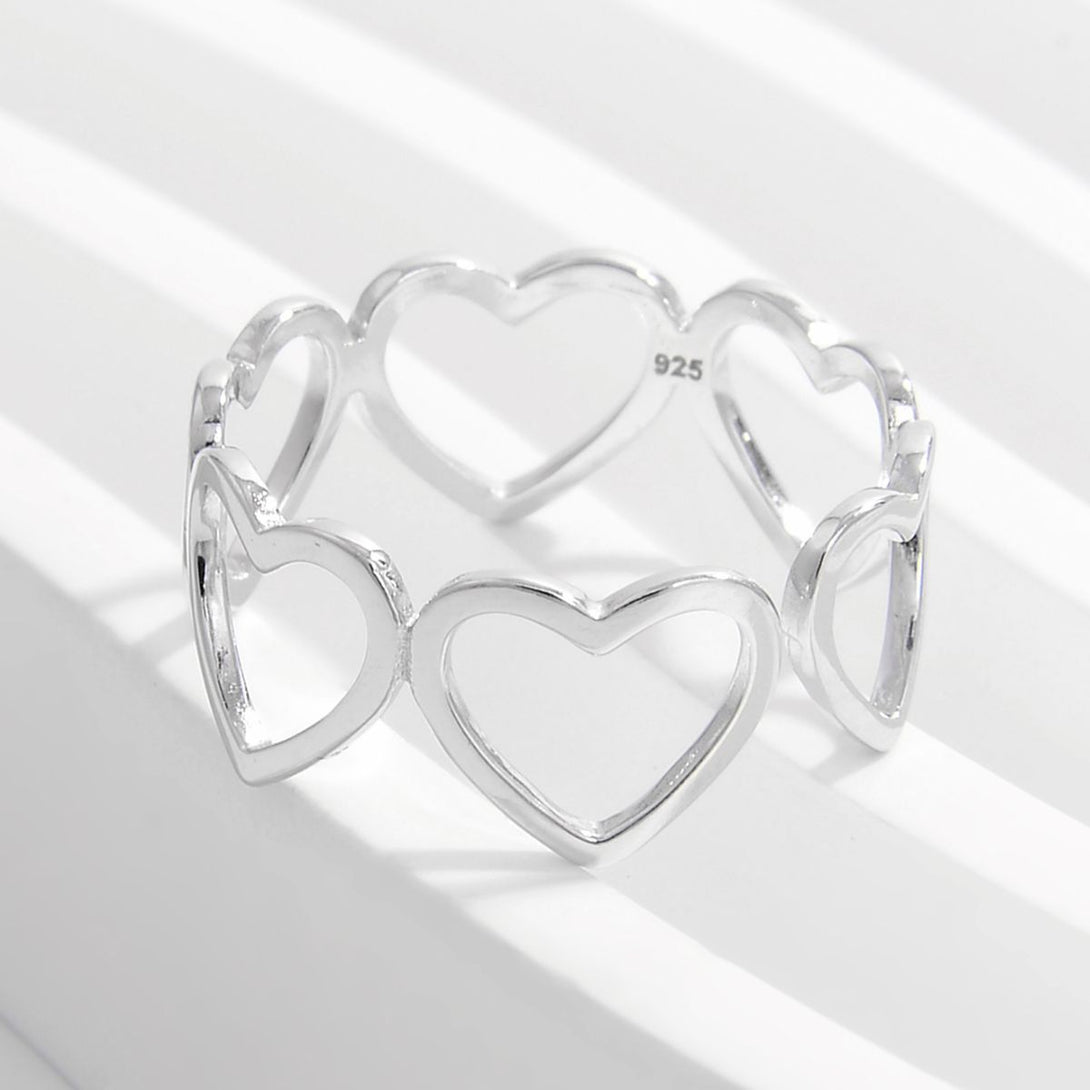 Lovcia Jewellery Elegant 18K Gold-Plated Heart Ring in 925 Sterling Silver for Women-Rings-Silver-6-Silver