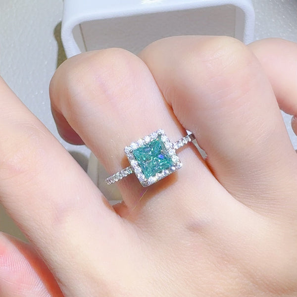 Lovcia Jewellery Elegant 2 Carat Moissanite Square Ring in 925 Sterling Silver for Women-Rings-Silver-5-Silver