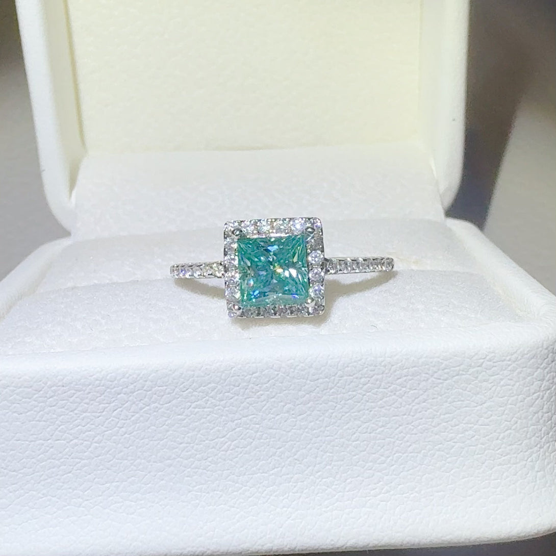 Lovcia Jewellery Elegant 2 Carat Moissanite Square Ring in 925 Sterling Silver for Women-Rings-Silver-5-Silver