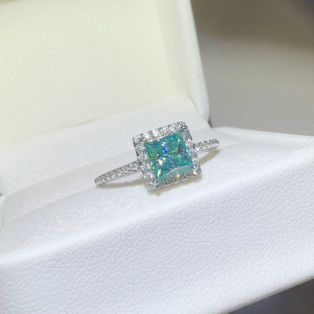 Lovcia Jewellery Elegant 2 Carat Moissanite Square Ring in 925 Sterling Silver for Women-Rings-Silver-5-Silver
