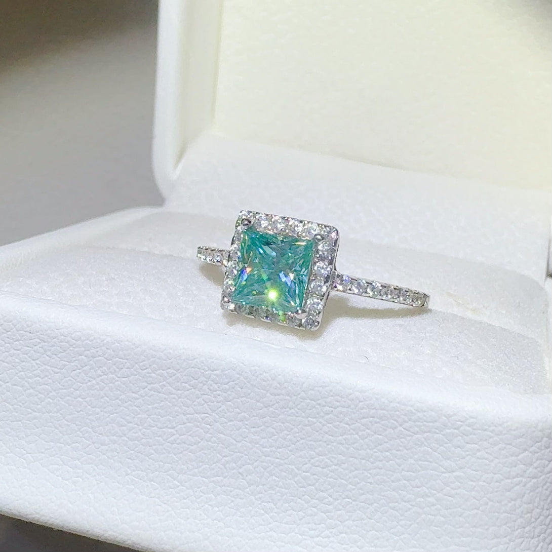 Lovcia Jewellery Elegant 2 Carat Moissanite Square Ring in 925 Sterling Silver for Women-Rings-Silver-5-Silver