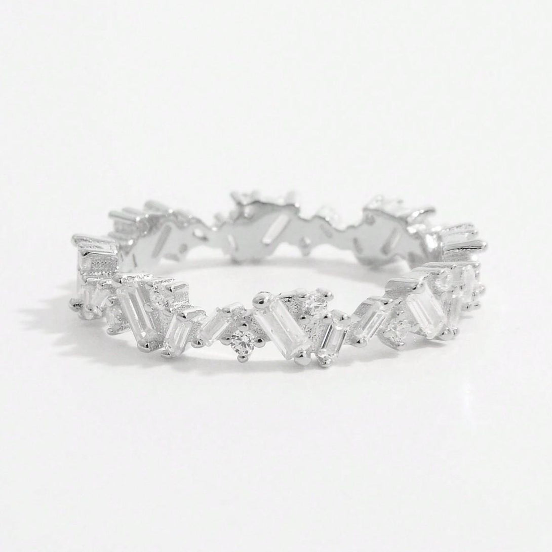 Lovcia Jewellery Elegant 925 Sterling Silver and Zircon Inlaid Ring for Women-Rings-Silver-6-Silver