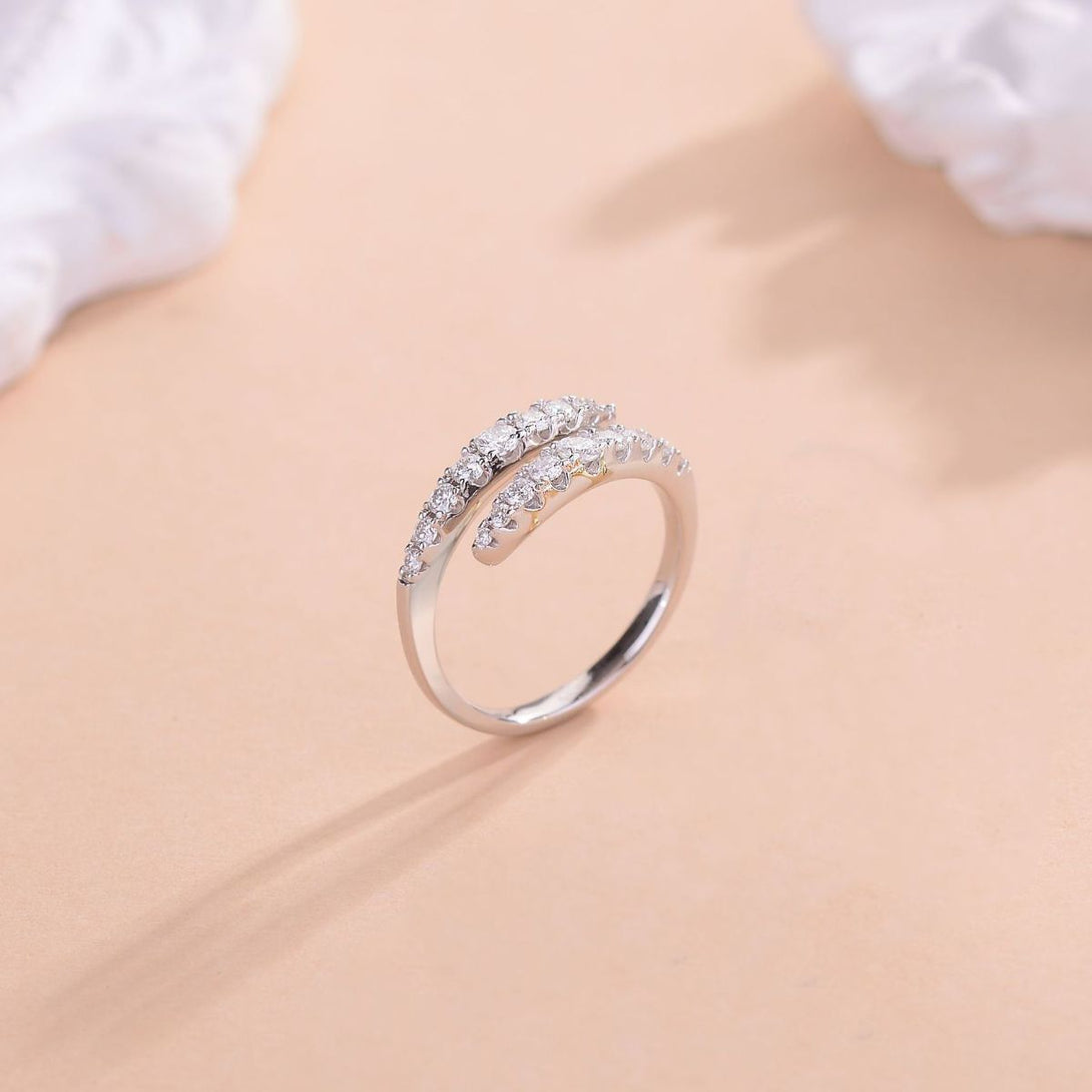 Lovcia Jewellery Elegant 925 Sterling Silver Moissanite Twist Ring for Women-Rings-Silver-5-Silver