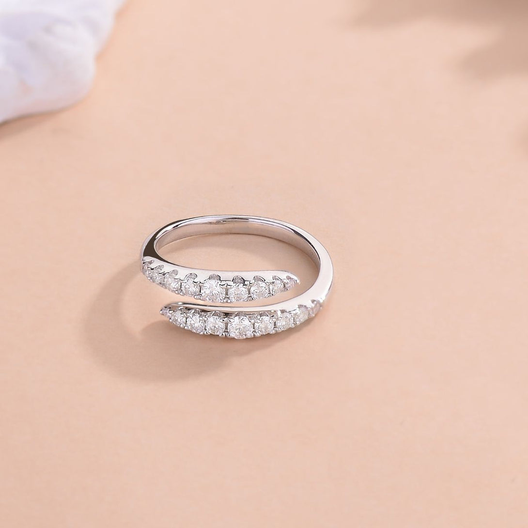 Lovcia Jewellery Elegant 925 Sterling Silver Moissanite Twist Ring for Women-Rings-Silver-5-Silver