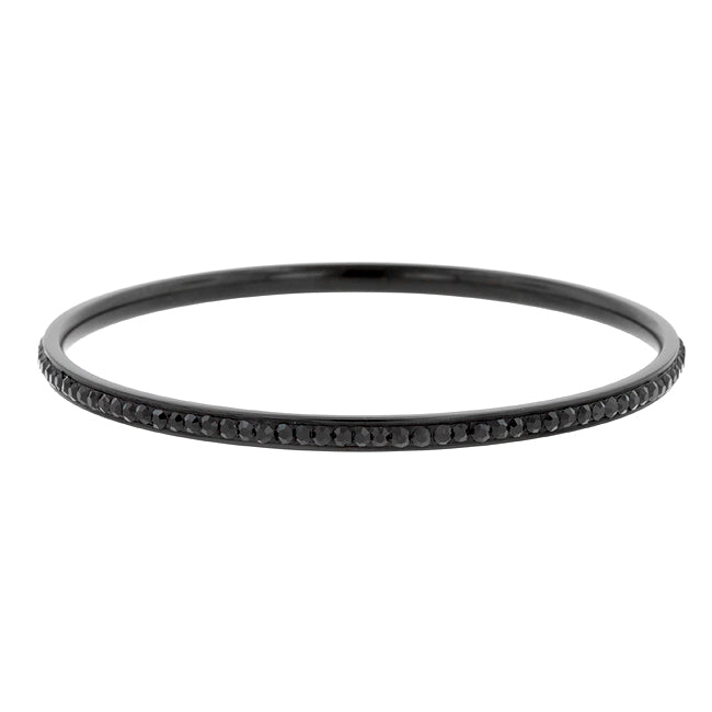 Lovcia Jewellery Elegant Black Crystal Bangle-Bracelets-