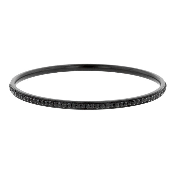 Lovcia Jewellery Elegant Black Crystal Bangle-Bracelets-