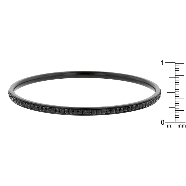 Lovcia Jewellery Elegant Black Crystal Bangle-Bracelets-