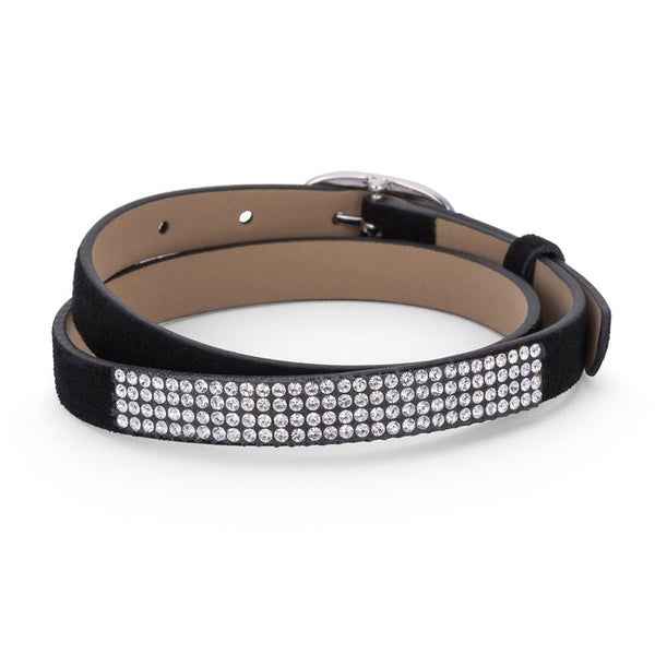 Lovcia Jewellery Elegant Crystal-Embellished Black Wrap Bracelet-Bracelets-