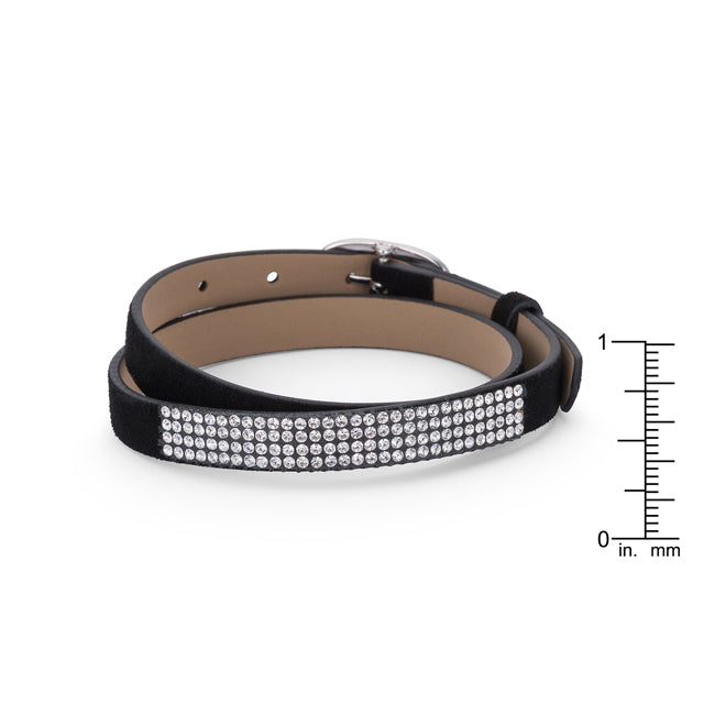 Lovcia Jewellery Elegant Crystal-Embellished Black Wrap Bracelet-Bracelets-