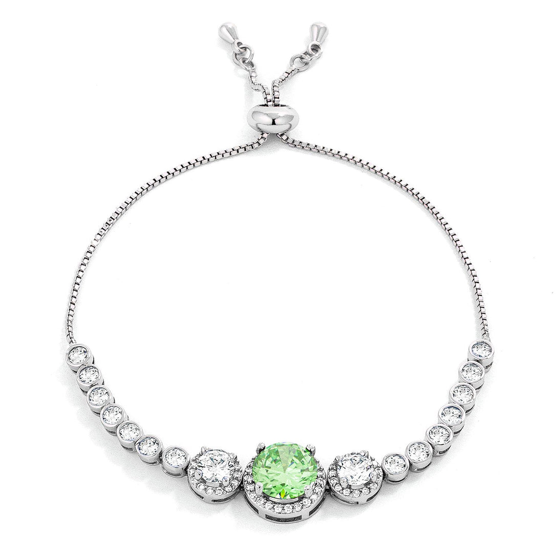 Lovcia Jewellery Elegant Light Green & Clear CZ Slider Tennis Bracelet-Bracelets-