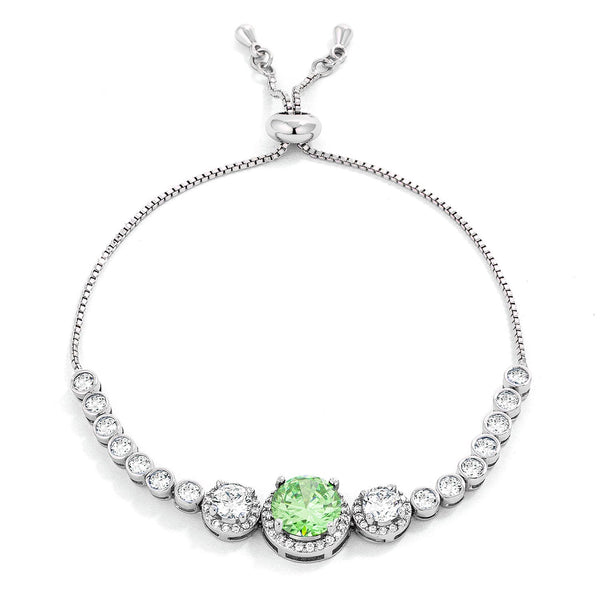 Lovcia Jewellery Elegant Light Green & Clear CZ Slider Tennis Bracelet-Bracelets-