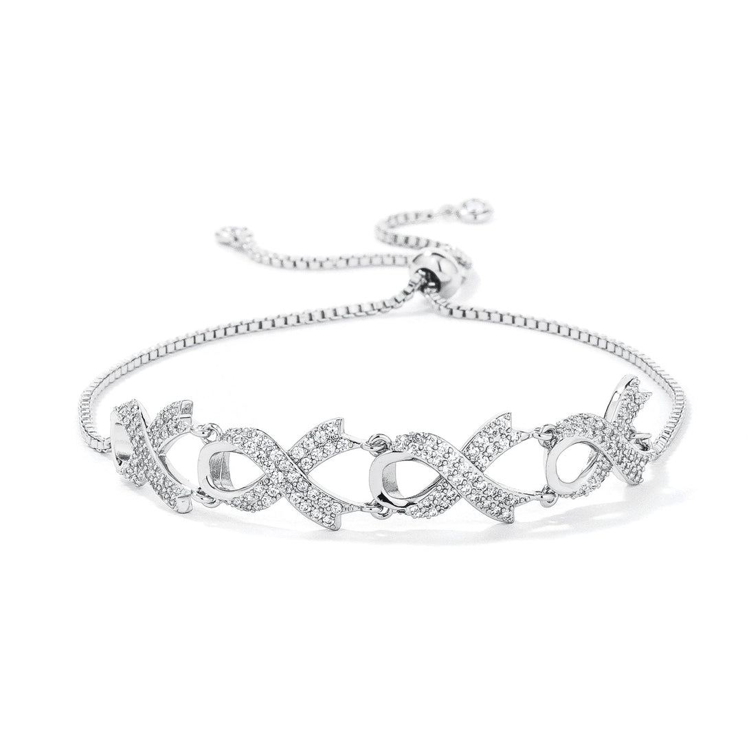 Lovcia Jewellery Elegant Rhodium Pave CZ Ribbon Bracelet-Bracelets-
