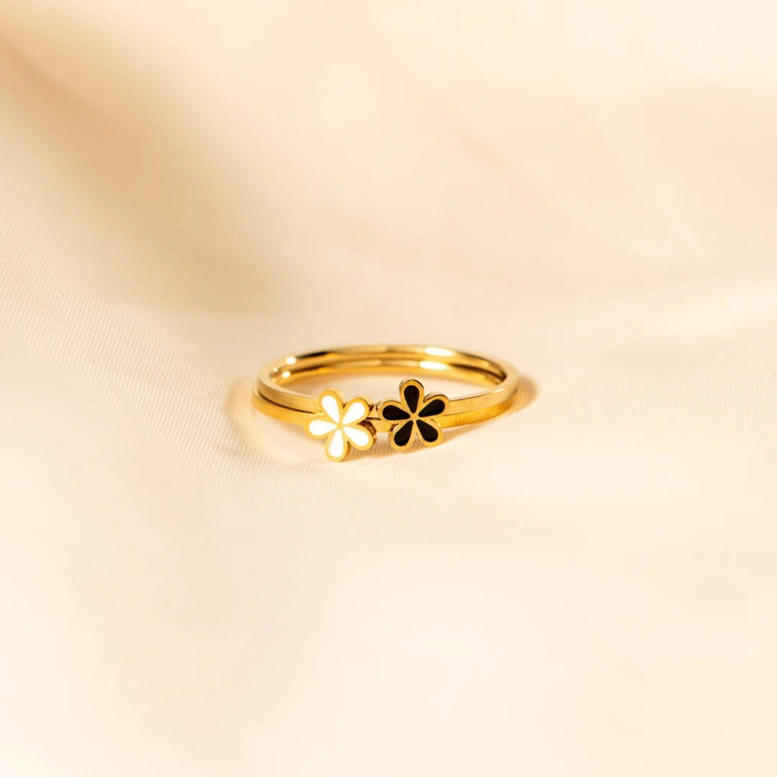 Lovcia Jewellery Enamel Blossom Ring in 925 Sterling Silver for Women-Rings-White-6-White