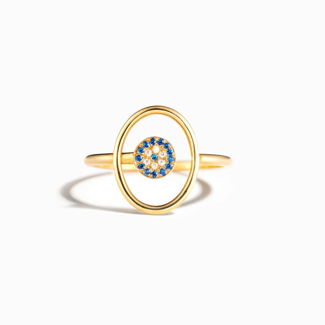 Lovcia Jewellery Evil Eye Protection Ring in 925 Sterling Silver with Zircon Accents for Women-Rings-Gold-6-Gold