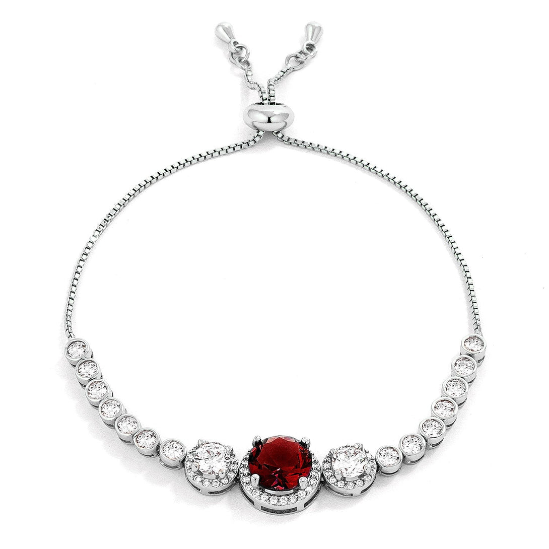 Lovcia Jewellery Garnet and Clear CZ Vintage Halo Slider Bracelet-Bracelets-