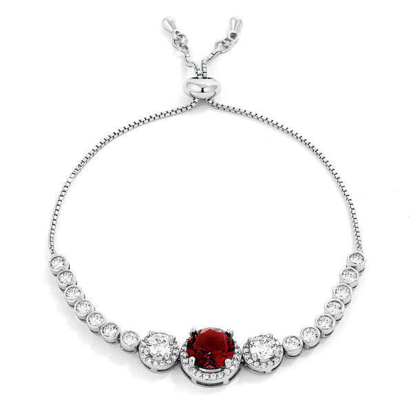 Lovcia Jewellery Garnet and Clear CZ Vintage Halo Slider Bracelet-Bracelets-
