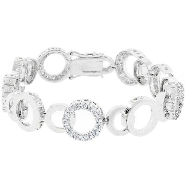 Lovcia Jewellery Glamorous Circle Bijoux Rhodium Bracelet-Bracelets-