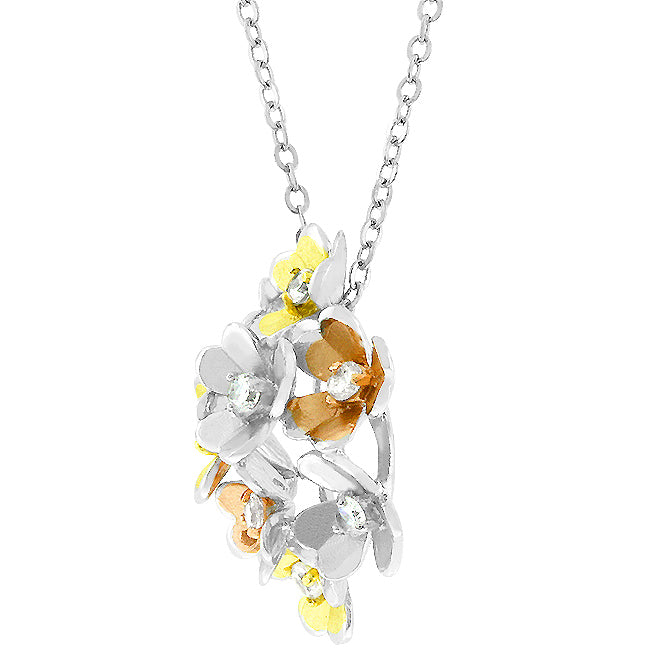 Lovcia Jewellery Glamorous Rose Gold & Silver Bloom Necklace-Pendants-