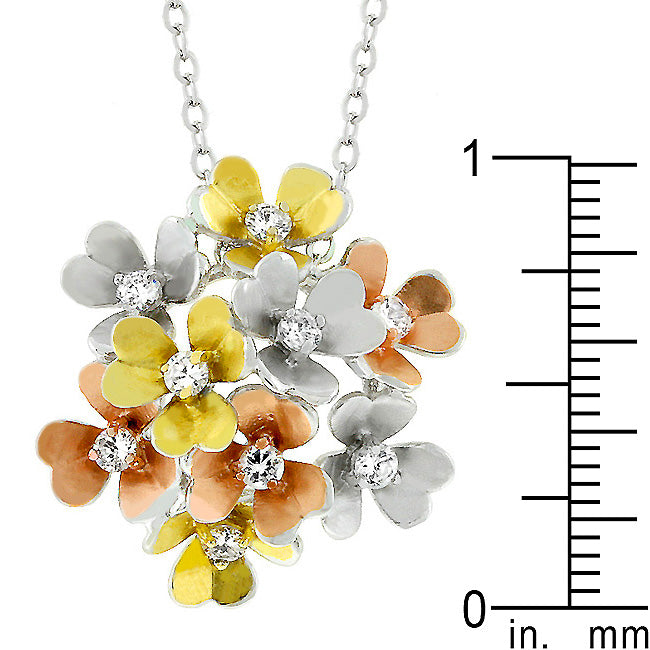 Lovcia Jewellery Glamorous Rose Gold & Silver Bloom Necklace-Pendants-