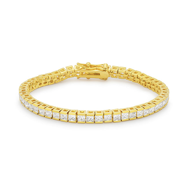 Lovcia Jewellery Glamour Princess Cut 18k Gold Tennis Bracelet-Bracelets-