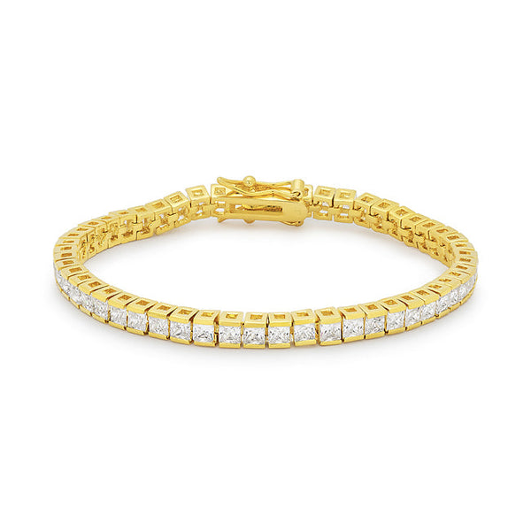 Lovcia Jewellery Glamour Princess Cut 18k Gold Tennis Bracelet-Bracelets-