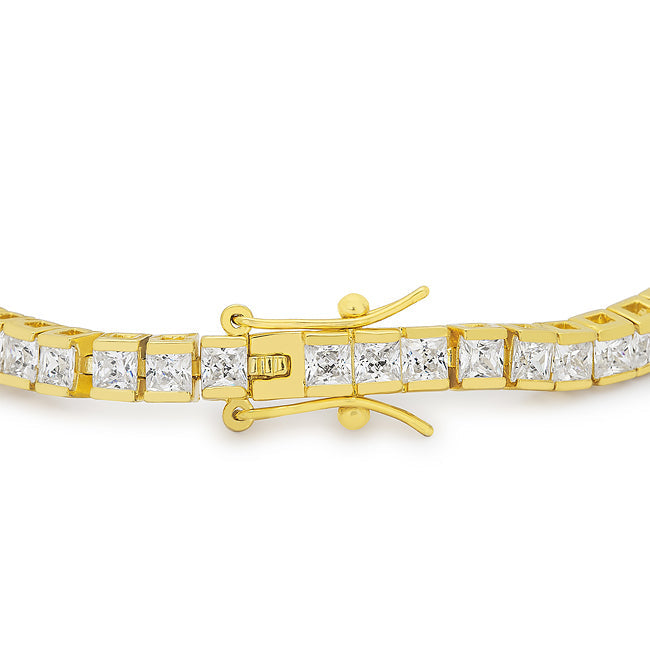 Lovcia Jewellery Glamour Princess Cut 18k Gold Tennis Bracelet-Bracelets-