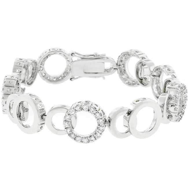 Lovcia Jewellery Glistening Rhodium-Plated Circle Bracelet-Bracelets-