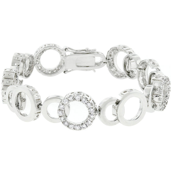 Lovcia Jewellery Glistening Rhodium-Plated Circle Bracelet-Bracelets-