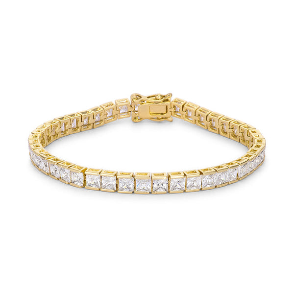 Lovcia Jewellery Golden Radiance Princess Cut CZ Tennis Bracelet-Bracelets-