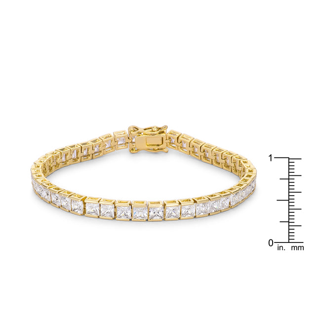 Lovcia Jewellery Golden Radiance Princess Cut CZ Tennis Bracelet-Bracelets-