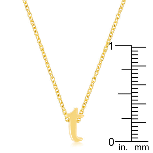Lovcia Jewellery Golden 'T' Charm Necklace-Pendants-