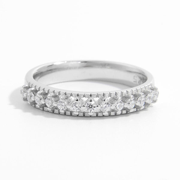 Lovcia Jewellery Inlaid Zircon Ring in 925 Sterling Silver for Women-Rings-Silver-6-Silver