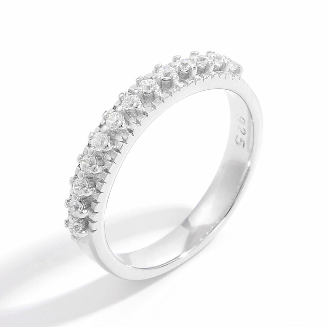 Lovcia Jewellery Inlaid Zircon Ring in 925 Sterling Silver for Women-Rings-Silver-6-Silver