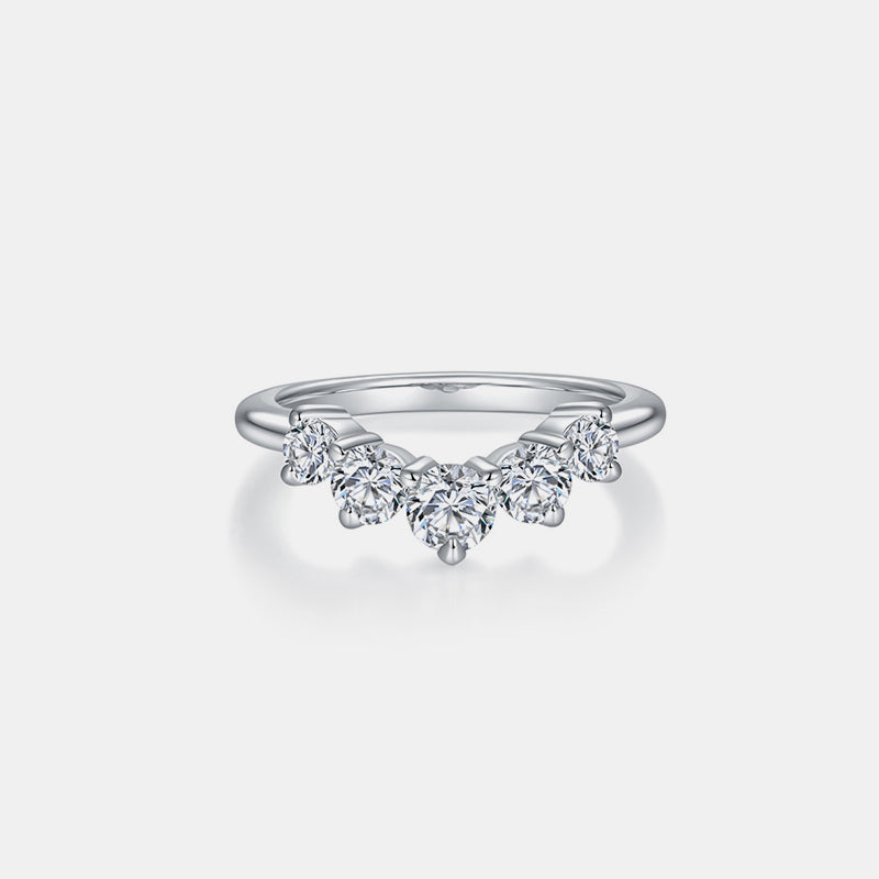 Lovcia Jewellery Moissanite-Embellished 925 Sterling Silver Band Ring for Women-Rings-Silver-5-Silver
