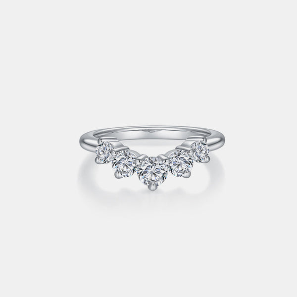 Lovcia Jewellery Moissanite-Embellished 925 Sterling Silver Band Ring for Women-Rings-Silver-5-Silver