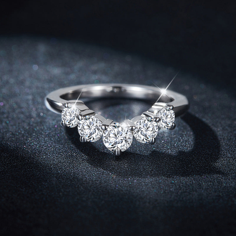 Lovcia Jewellery Moissanite-Embellished 925 Sterling Silver Band Ring for Women-Rings-Silver-5-Silver