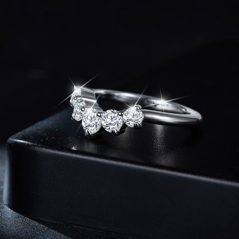 Lovcia Jewellery Moissanite-Embellished 925 Sterling Silver Band Ring for Women-Rings-Silver-5-Silver