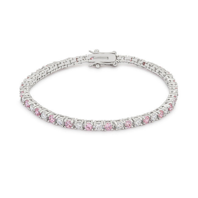 Lovcia Jewellery Pink Cubic Zirconia Lace Tennis Bracelet-Bracelets-