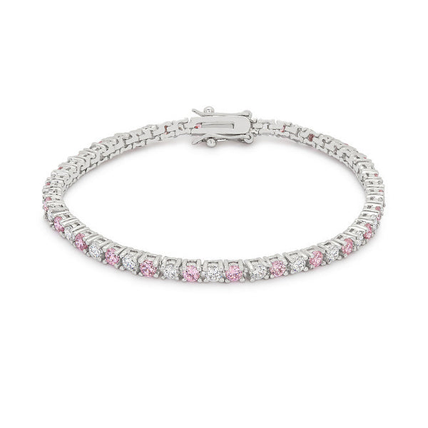 Lovcia Jewellery Pink Cubic Zirconia Lace Tennis Bracelet-Bracelets-