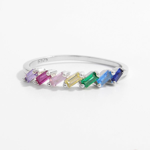 Lovcia Jewellery Platinum-Plated 925 Sterling Silver Zircon Contrast Ring for Women-Rings-Silver-6-Silver