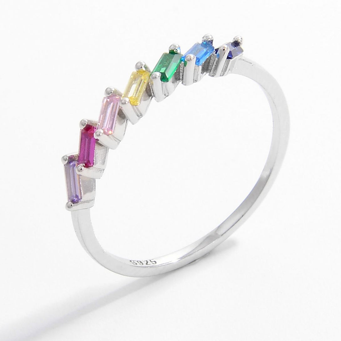Lovcia Jewellery Platinum-Plated 925 Sterling Silver Zircon Contrast Ring for Women-Rings-Silver-6-Silver