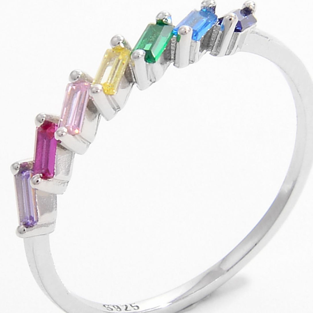 Lovcia Jewellery Platinum-Plated 925 Sterling Silver Zircon Contrast Ring for Women-Rings-Silver-6-Silver