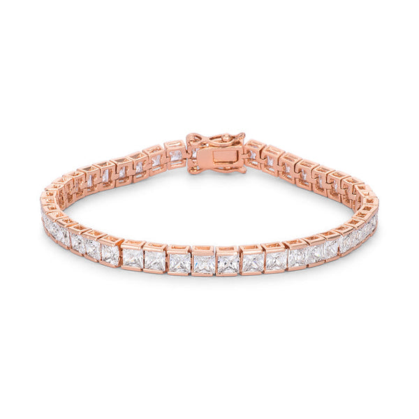 Lovcia Jewellery Princess Cut 9.7Ct Rose Gold CZ Bracelet-Bracelets-