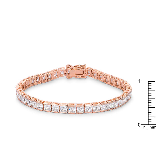 Lovcia Jewellery Princess Cut 9.7Ct Rose Gold CZ Bracelet-Bracelets-